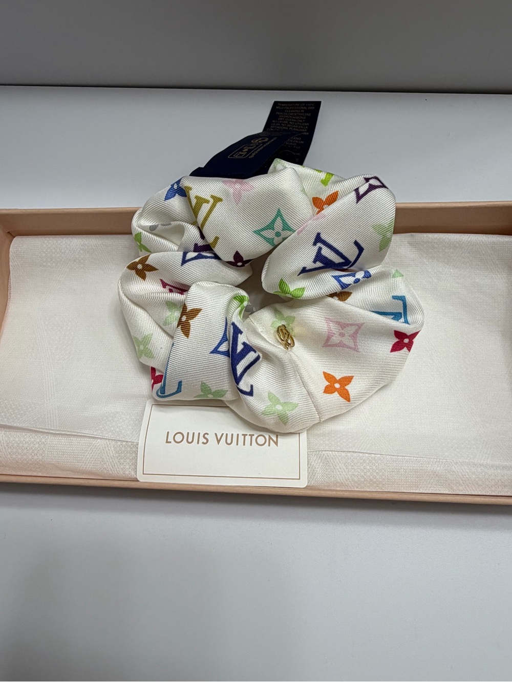 NWT- Louis Vuitton X Takashi Murakami Monogram Multicolor Chouchou In White